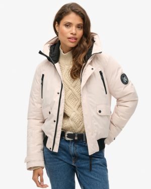 Superdry Women's City Padded Bomber Jacket Grey / Off Grey - Size: 12