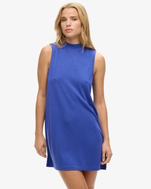 Superdry Women's Classic Sleeveless A-Line Mini Dress, Blue, Size: 14