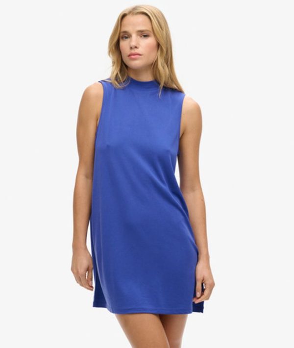 Superdry Women's Classic Sleeveless A-Line Mini Dress, Blue, Size: 14