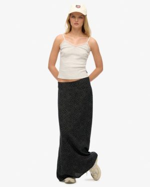 Superdry Women's Column Maxi Skirt Black / Ditsy Flower - Size: 10