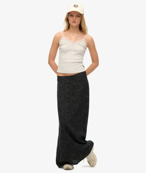Superdry Women's Column Maxi Skirt Black / Ditsy Flower - Size: 10