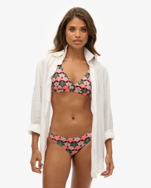 Superdry Women's Cross Back Triangle Bikini Top Orange / Orange Geo - Size: 16