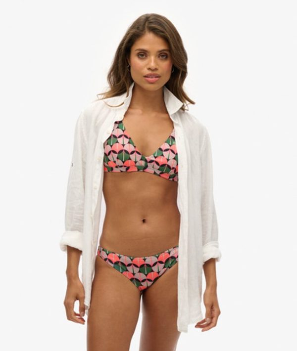 Superdry Women's Cross Back Triangle Bikini Top Orange / Orange Geo - Size: 16