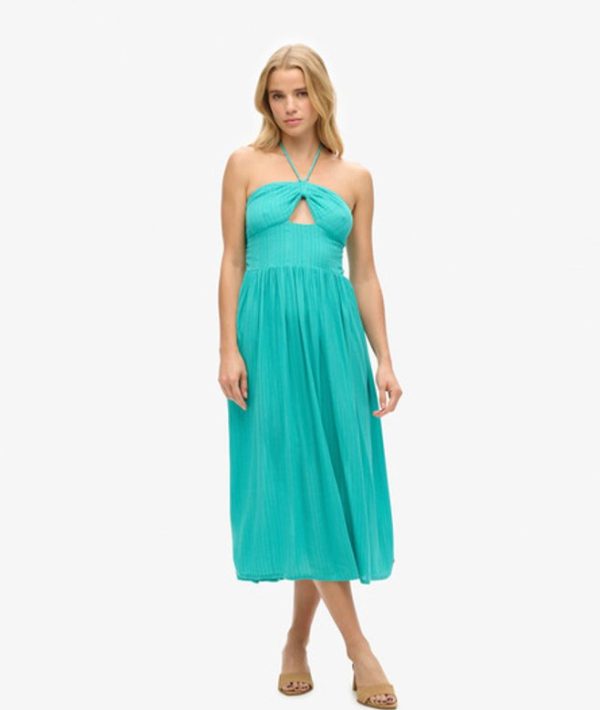Superdry Women's Cut Out Midi Dress Green / Tropical Green - Size: 12