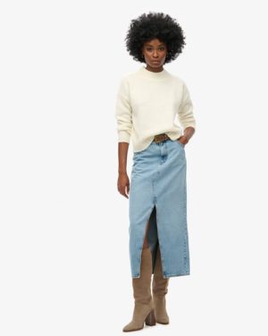 Superdry Women's Denim Split Maxi Skirt Blue / Beach Blue - Size: 34