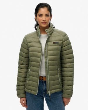 Superdry Women's Fuji Lite Padded Jacket Green / Dusty Olive Green - Size: 12