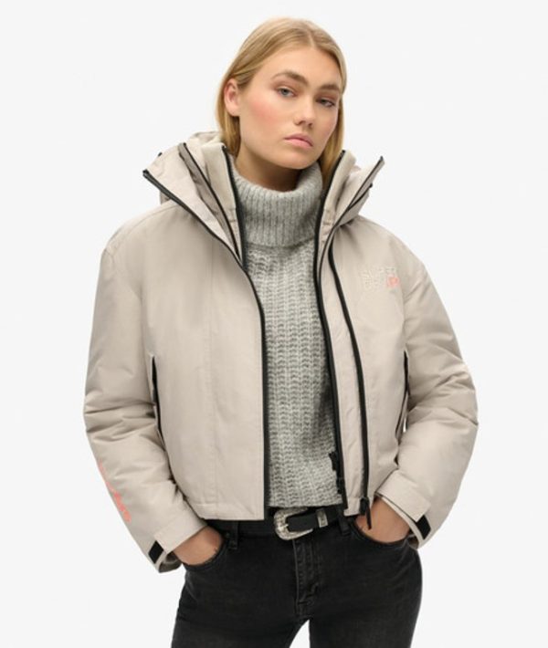 Superdry Women's Hooded Embroidered SD Windbreaker Jacket Beige / Chateau Gray - Size: 14