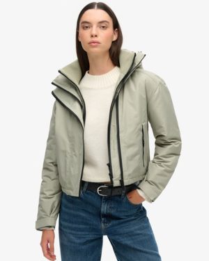 Superdry Women's Hooded Embroidered Windbreaker Jacket Green / Seagrass Green - Size: 14