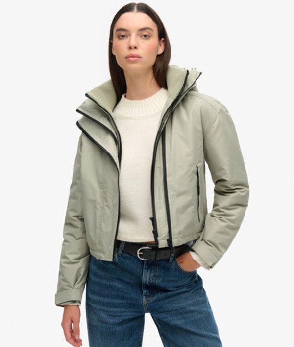 Superdry Women's Hooded Embroidered Windbreaker Jacket Green / Seagrass Green - Size: 14