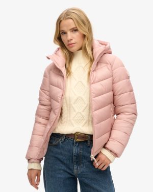 Superdry Women's Hooded Fuji Padded Jacket Pink / Vintage Blush Pink - Size: 16