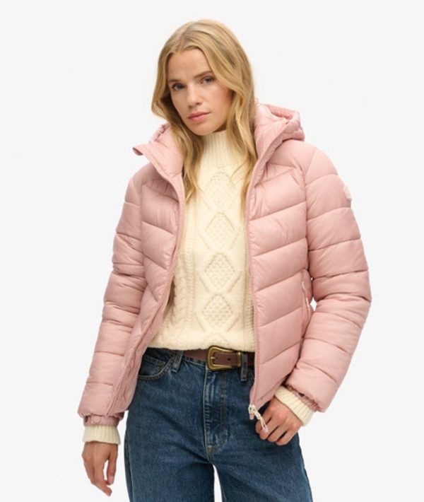 Superdry Women's Hooded Fuji Padded Jacket Pink / Vintage Blush Pink - Size: 16