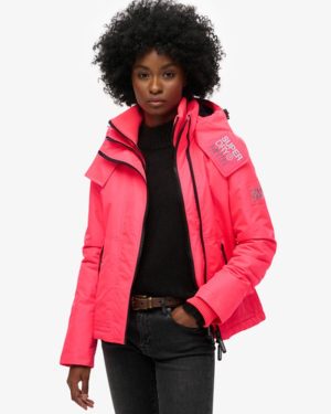Superdry Women's Hooded Mountain Windbreaker Jacket Pink / Hyper Fire Pink - Size: 14