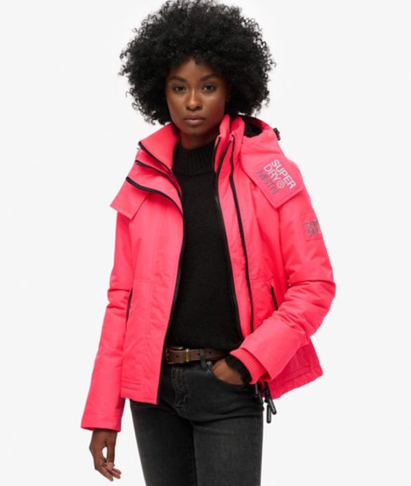 Superdry Women's Hooded Mountain Windbreaker Jacket Pink / Hyper Fire Pink - Size: 14
