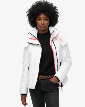 Superdry Women's Hooded Mountain Windbreaker Jacket White / Optic - Size: 8