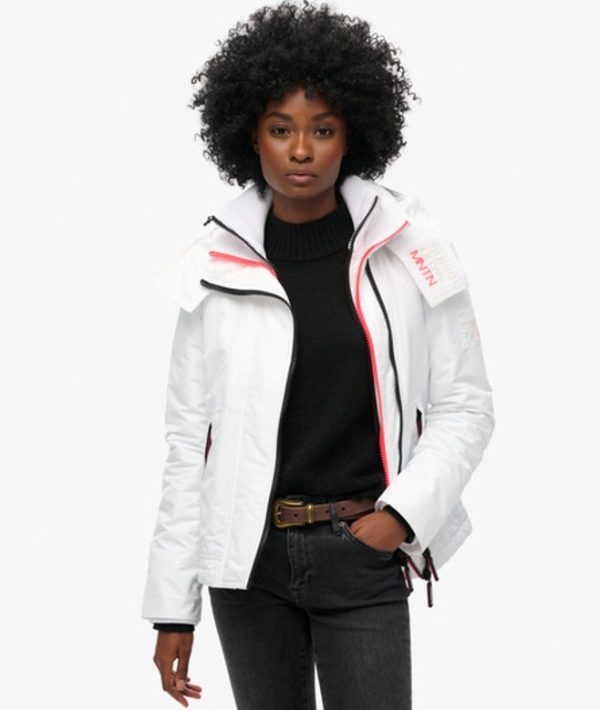 Superdry Women's Hooded Mountain Windbreaker Jacket White / Optic - Size: 8