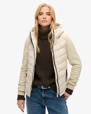 Superdry Women's Hooded Storm Hybrid Padded Jacket Beige / Pelican Beige - Size: 12