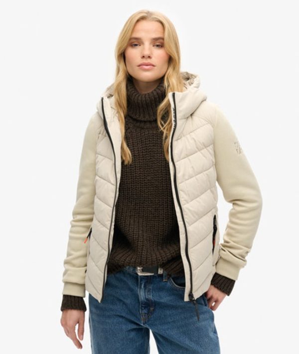 Superdry Women's Hooded Storm Hybrid Padded Jacket Beige / Pelican Beige - Size: 12