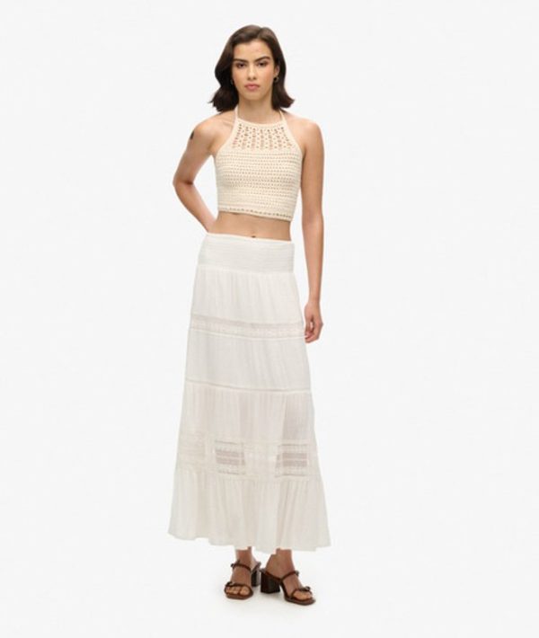 Superdry Women's Ibiza Maxi Skirt White / Off White - Size: 12