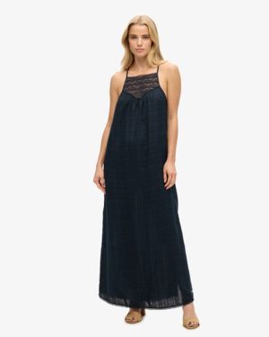 Superdry Women's Lace Halter Maxi Beach Dress Navy / Eclipse Navy - Size: 6