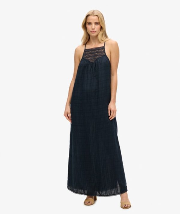 Superdry Women's Lace Halter Maxi Beach Dress Navy / Eclipse Navy - Size: 6