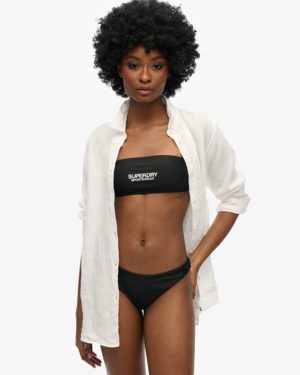 Superdry Women's Logo Bandeau Bikini Top Black - Size: 12