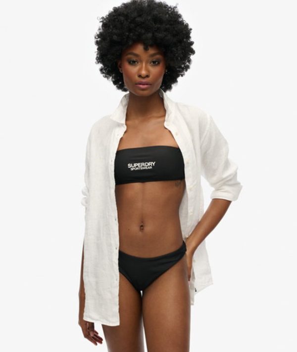 Superdry Women's Logo Bandeau Bikini Top Black - Size: 12