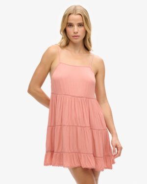 Superdry Women's Mini Beach Cami Dress Pink / Desert Sand Pink - Size: 8