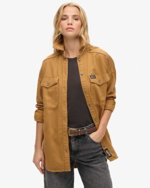 Superdry Women's Oversized Denim Shacket Brown / Caramel Brown - Size: 16