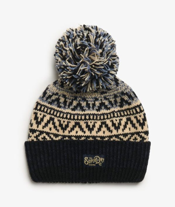 Superdry Women's Patterned Knitted Beanie Hat Navy / Island Navy Twist - Size: 1SIZE