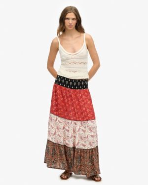 Superdry Women's Printed Maxi Skirt Black / Mediterranea Print - Size: 10