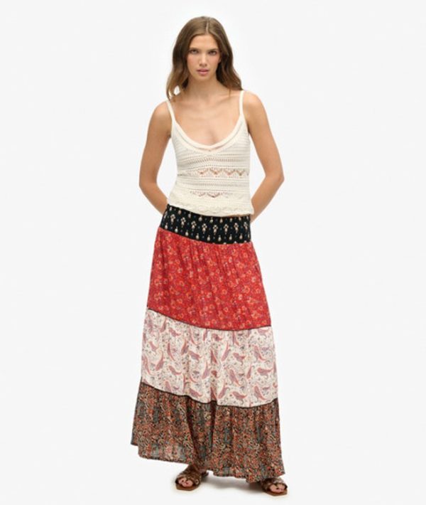 Superdry Women's Printed Maxi Skirt Black / Mediterranea Print - Size: 10