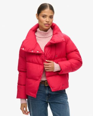 Superdry Women's Short Puffer Coat Pink / Highland Berry - Size: 8