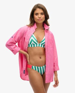 Superdry Women's Stripe Triangle Bikini Top Green / Green Stripe - Size: 10