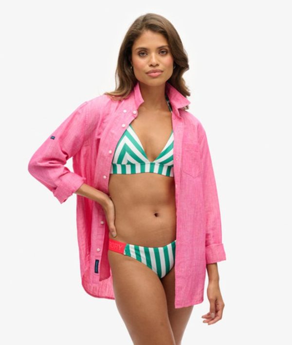 Superdry Women's Stripe Triangle Bikini Top Green / Green Stripe - Size: 10