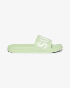 Superdry Women's Vegan Core Pool Sliders Green / Tender Greens/optic - Size: 3-4