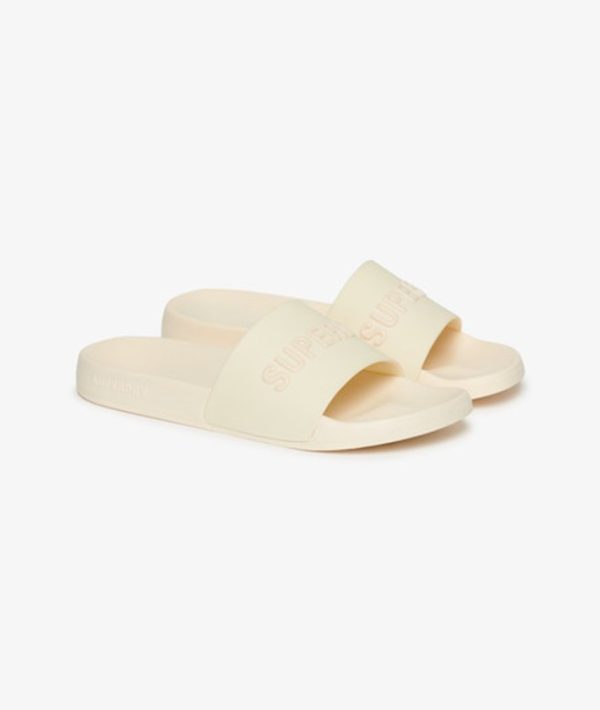 Superdry Women's Vegan Logo Pool Sliders Cream / Rice White - Size: 7-8