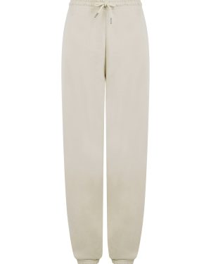 Sweatpants Bebo High Waisted Brushback Fleece Cuffed Joggers in Ivory - Amara Reya / 12 - Tokyo Laundry