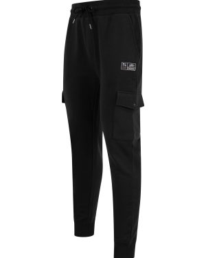 Sweatpants Phantom Multi-Pocket Cargo Style Cuffed Joggers in Jet Black / XXL - Tokyo Laundry