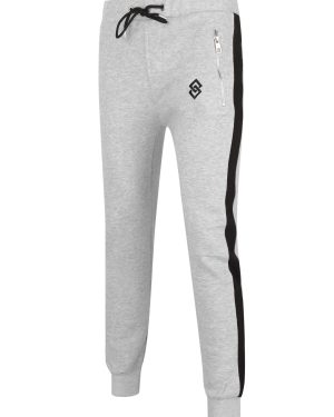Sweatpants St Morris Racer Stripe Cuffed Joggers in Light Grey Marl - Saint & Sinner / XS - Tokyo Laundry