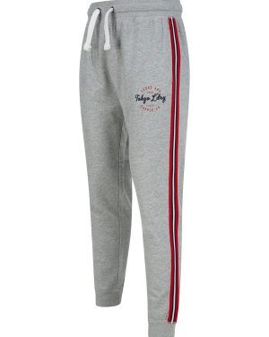 Sweatpants Taper Cuffed Joggers with Tape Detail in Light Grey Marl / S - Tokyo Laundry