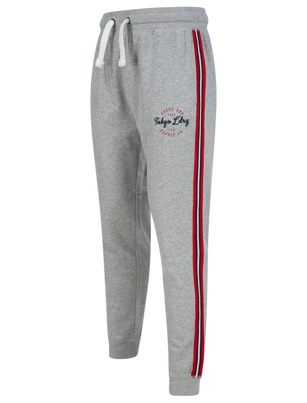 Sweatpants Taper Cuffed Joggers with Tape Detail in Light Grey Marl / S - Tokyo Laundry