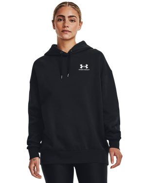 Sweatshirt Under Armour Icon Fleece OS Hoodie Black/ White XS