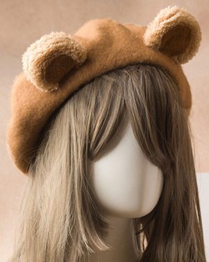 Sweet Lolita Beret Cute Bear Ear Wool Lolita Hat