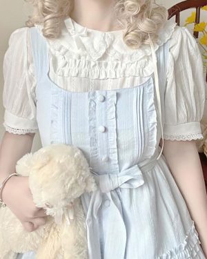 Sweet Lolita Blouses Lolita Top White Short Sleeves Ruffles Lolita Shirt