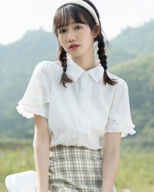 Sweet Lolita Blouses White Short Sleeves Lace Lolita Top Lolita Shirt