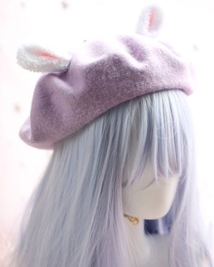 Sweet Lolita Hat Wool Pom Pom Bunny Ear Lolita Beret