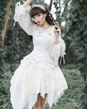 Sweet Lolita JSK Dress Ecru White Lolita Jumper Skirts