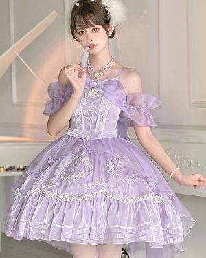 Sweet Lolita JSK Dress Embroidered Fuchsia Pink Lolita Jumper Skirts