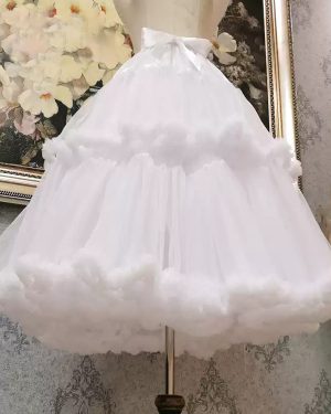 Sweet Lolita Petticoats Polyester Tiered Ruffles White Lolita Skirt