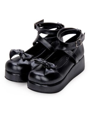 Sweet Lolita Pumps Bow Strappy Platform White Lolita Shoes